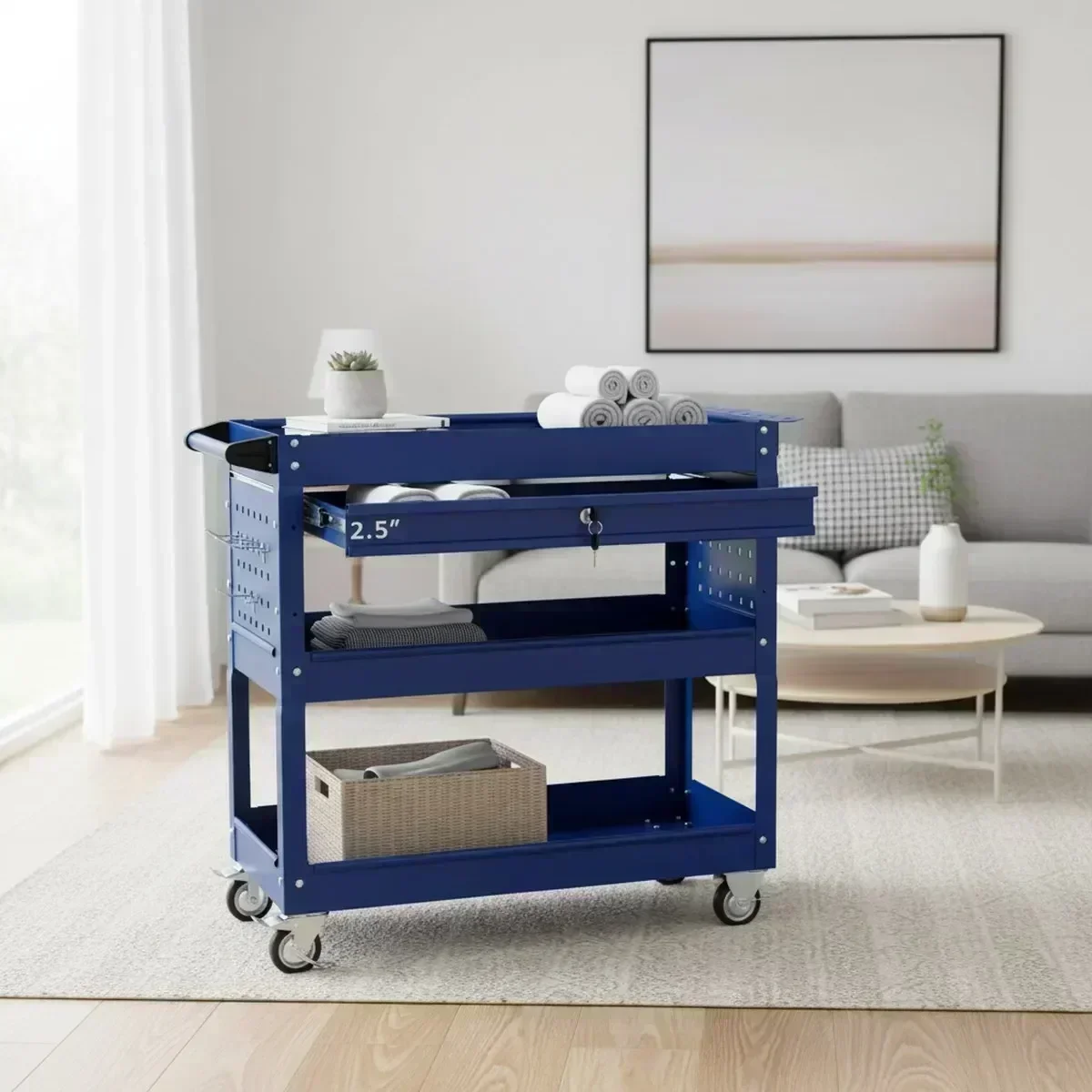 3 Shelf Rolling Tool Cart Lock - Tools For Garage Workshop recension och pris